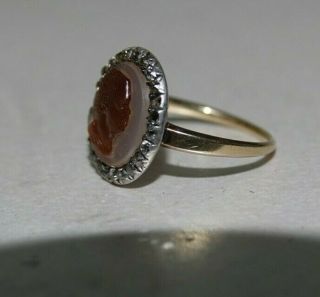 STUNNING OLD GEORGIAN ANTI SLAVERY CAMEO & DIAMOND RING - EXTREMELY RARE - L@@K 3