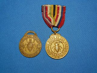 Wwi Military Order Of The Cootie Medal & Watch Fob (b26)