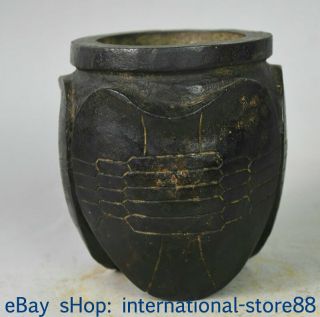5.  2 " China Hongshan Culture Old Jade Dynasty Carving Oracle Jug Tank Jar Pot S38