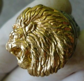 Very Rare Ancient Roman Silver Gold Lion Ring Fantastic Detail Circa 200 - 300 Ad