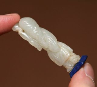 18th Century Chinese Qing Dynasty Carved White Jade Lohan