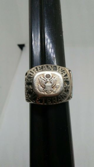Vintage Sterling Silver Korean War Veteran 1951 - 1954 Military Ring Size 10 3