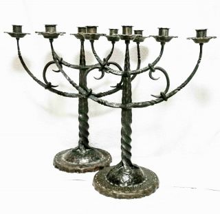 Early Spanish Revival Antique Wrought Iron Candelalbra 