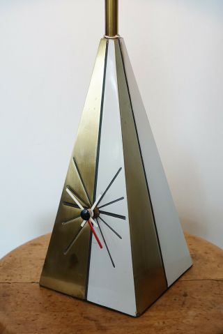Mid Century Modern George Nelson Howard Miller Brass Kite Clock Table Lamp 1950s