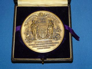 Wwi Cased Victory Table Medal Medallion,  Orange County California,  Named (b22)