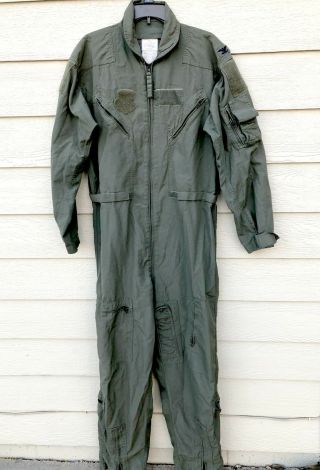 Us Air Force Usaf Nomex Fire Resistant Flight Suit Green Cwu - 27/p - 44l 2