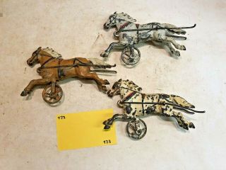 Vintage Toys Wilkins Hubley Dent Ives Kenton Parts,  3 Horses,  Cast Iron