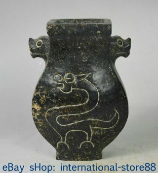 6.  4 " China Hongshan Culture Old Jade Dynasty Carving Oracle Dragon Tank Jar S18