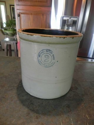 VINTAGE WHITEHALL STONEWARE 2 GAL.  CROCK - RUCKELS & SON - ILLINOIS - 7