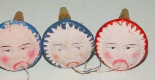 German Paper Mache Sad Face Holiday Noisemaker Horns Made in Germany 3
