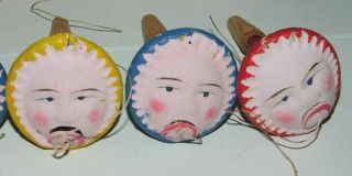 German Paper Mache Sad Face Holiday Noisemaker Horns Made in Germany 4