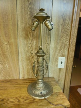 Antique Lamp Base Reverse Painted Lamp - Slag Glass Lamp