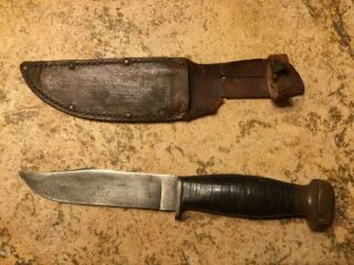 Early Ww2 Usn Remington Rh Pal 35 Fighting Knife With Wood Pomel Antique