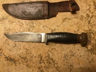 Early WW2 USN Remington Rh Pal 35 Fighting Knife with Wood Pomel antique 3