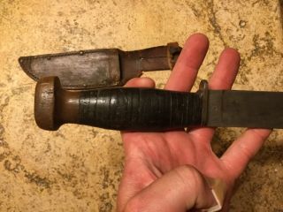 Early WW2 USN Remington Rh Pal 35 Fighting Knife with Wood Pomel antique 5