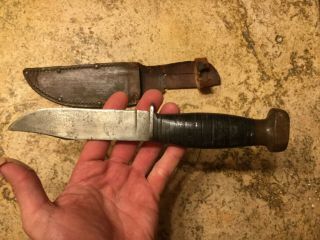 Early WW2 USN Remington Rh Pal 35 Fighting Knife with Wood Pomel antique 7