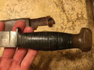 Early WW2 USN Remington Rh Pal 35 Fighting Knife with Wood Pomel antique 8