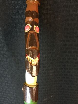 Antique Native American Hopi Taos Mn Polychrome Painted Walking Stick
