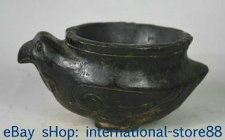 7.  2 " China Hongshan Culture Old Jade Dynasty Carving Bird Beast Tank Jug Jar S18
