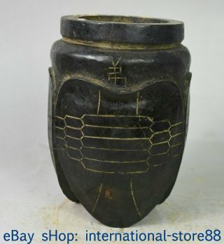 7.  2 " China Hongshan Culture Old Jade Dynasty Carving Oracle Tank Jug Jar S42