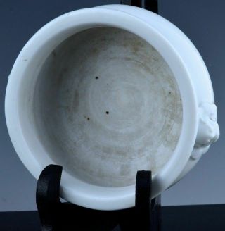 Rare 17/18th C Chinese Kangxi Dehua Blanc De Chine White Censer with Lid & Base 8