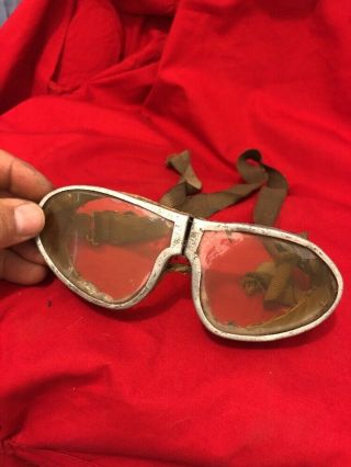 Vintage WWII Resistal HBNY Tank Tanker Aviation Pilot Flying Goggles Motorcycle 11