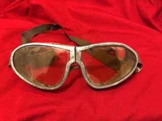 Vintage Wwii Resistal Hbny Tank Tanker Aviation Pilot Flying Goggles Motorcycle