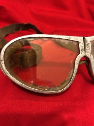 Vintage WWII Resistal HBNY Tank Tanker Aviation Pilot Flying Goggles Motorcycle 2