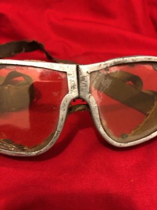 Vintage WWII Resistal HBNY Tank Tanker Aviation Pilot Flying Goggles Motorcycle 3