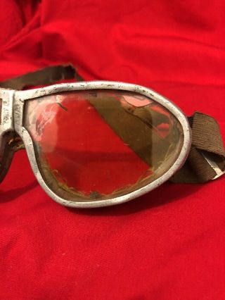 Vintage WWII Resistal HBNY Tank Tanker Aviation Pilot Flying Goggles Motorcycle 4
