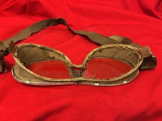 Vintage WWII Resistal HBNY Tank Tanker Aviation Pilot Flying Goggles Motorcycle 7