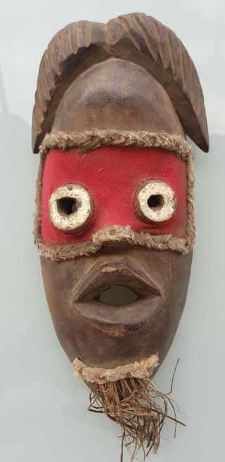 Rare Vintage African Hand Carved Wooden Wall Hanging Face Mask