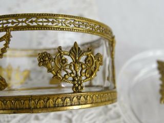 Fine Old Antique French Empire Gilt Bronze Ormolu & Crystal Covered Box Casket 8