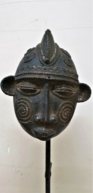 Old Tribal Tikar Bronze Mask Cameroun Fes Gb 241