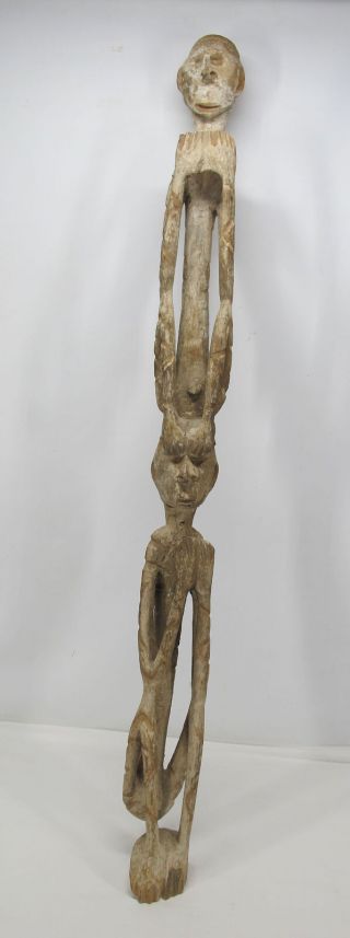 Antique Png Papua Guinea Asmat Tribe 2 Figure Person Totem Tribal Statue Yqz