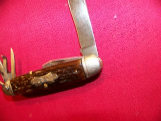 Old WWII Army Utility Style U.  S.  A.  Camillus Bone Pocket Knife Exc. 6