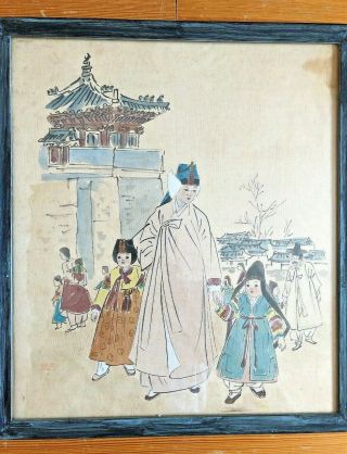 Rare Early 1940s 우향 박래현 김기창 Watercolor Painting Korean Korea Elizabeth Keith