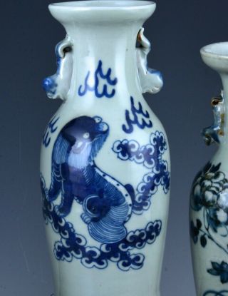 19THC CHINESE BLUE WHITE LONGQUAN CELADON GLAZE FU LION LANDSCAPE MEIPING VASES 6