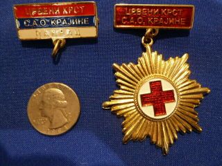 Serbian Kraina Red Cross Medal With Two Bars