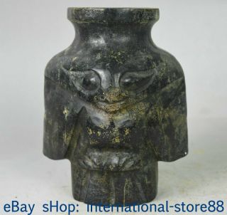 6.  8 " China Hongshan Culture Old Jade Dynasty Carving Oracle Tank Jug Jar S22