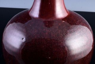 RICHLY GLAZED 19THC CHINESE LANGYAO RED HARE’S FUR FLAMBE GLAZED BOTTLE VASE 6