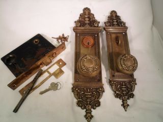 Antique Door Knob Set R&e Bramante Cylinder Mortise Lock & Key Doorz2.  Co 769
