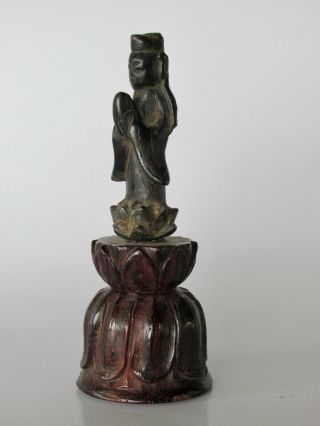 Chinese Ming Korean Choson Dynastic Bronze Buddha Gold Gilt on Lotus Form Base 4