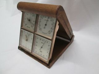 Vintage Angelus Swiss 4 Window Alarm Clock Barometer Weather Station Calendar