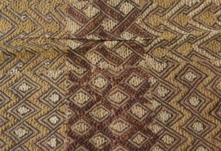 Antique African (congo) Tribal Kuba Cloth Fabric Handwoven Ethnic Design 17 " X16 "