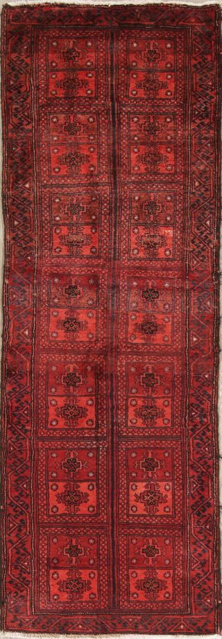 Geometric Tribal 7 Ft Runner Balouch Persian Oriental Wool Rug 7 