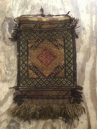 Antique Sumack Rug Carpet Baluch Flat Woven Handmade Size:34x20 Cm 13 " X8 "
