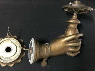 VICTORIAN GAS WALL SCONCE FIGURAL LADY HAND ROCOCO REVIVAL 1860 GASOLIER 10