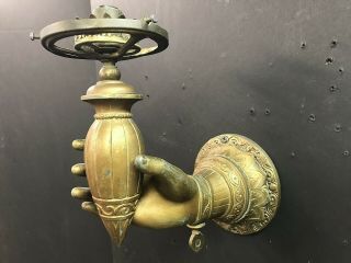 Victorian Gas Wall Sconce Figural Lady Hand Rococo Revival 1860 Gasolier