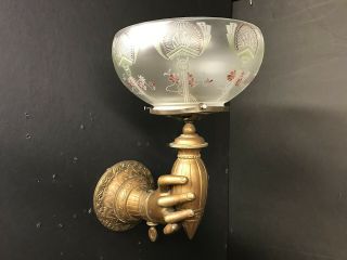 VICTORIAN GAS WALL SCONCE FIGURAL LADY HAND ROCOCO REVIVAL 1860 GASOLIER 6